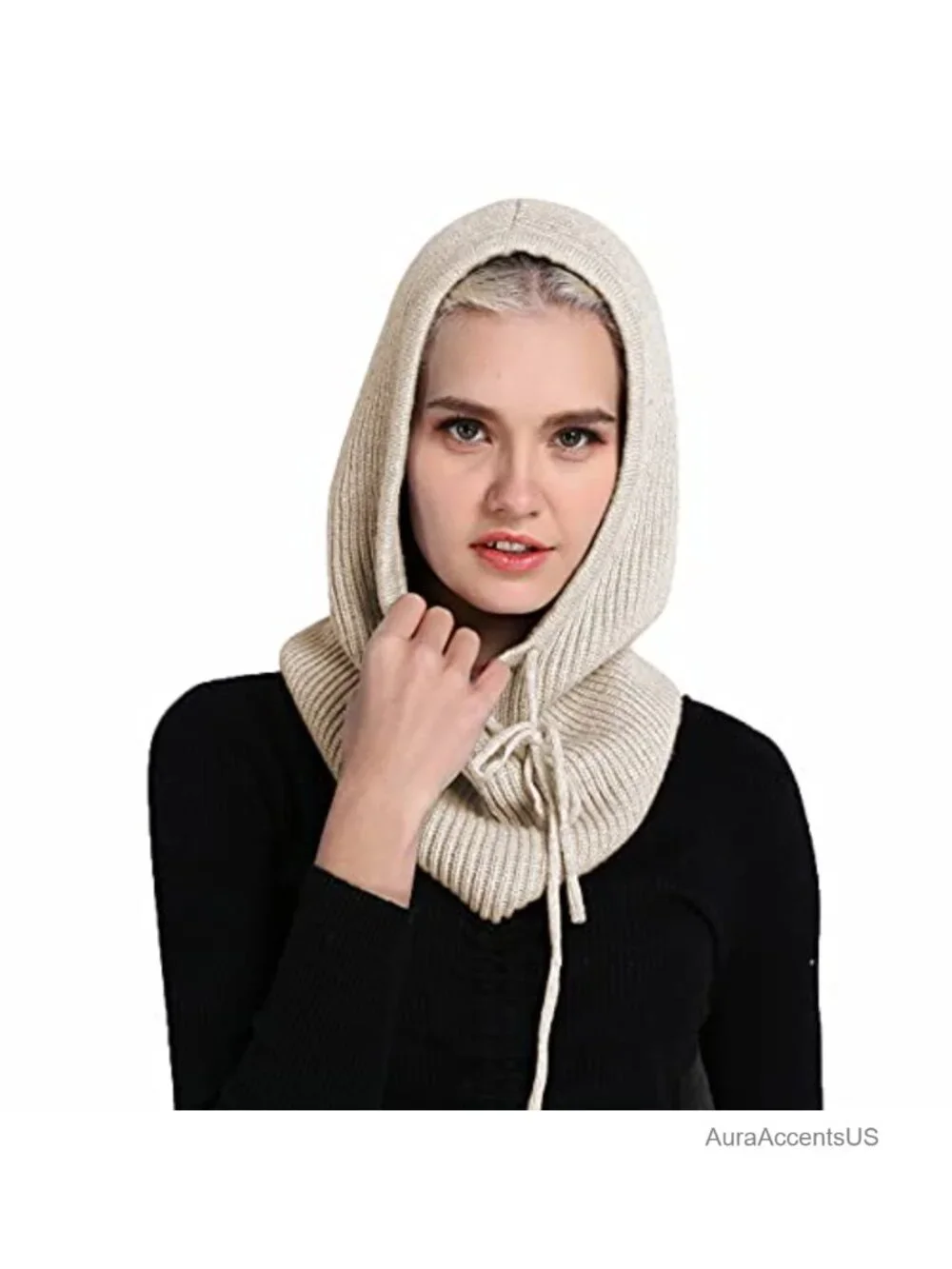Women's Fleece-Lined Winter Balaclava Hooded Scarf Hat